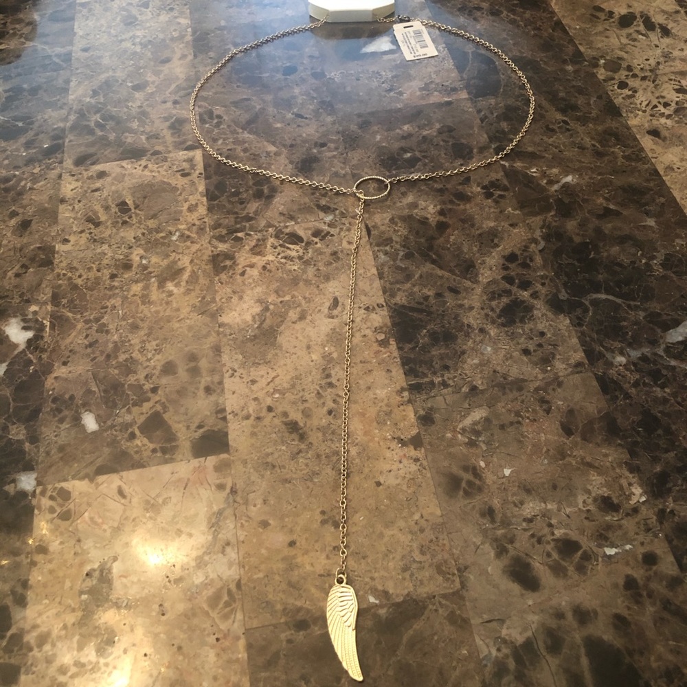 Aeropostale Long Gold Angel Wing Necklace
